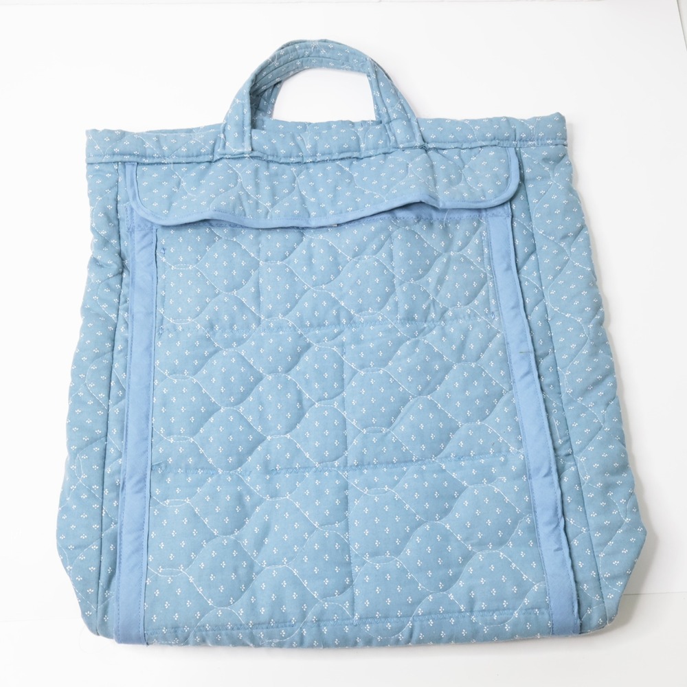 Vintage Blue Quilted Baby Diaper Bag Cottage Core Floral Ditsy Print‎ Large Tote